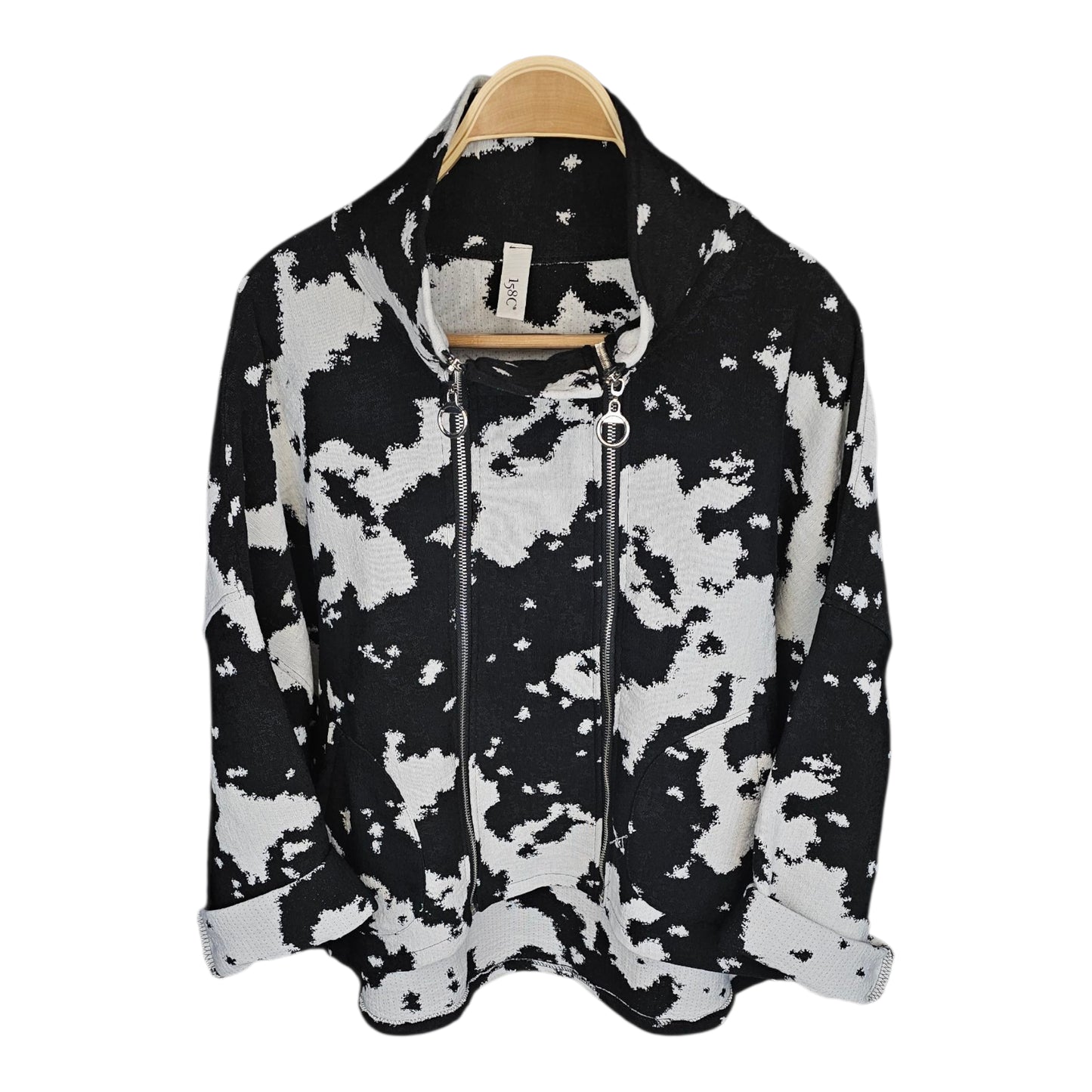 Chaqueta doble cremallera estampada