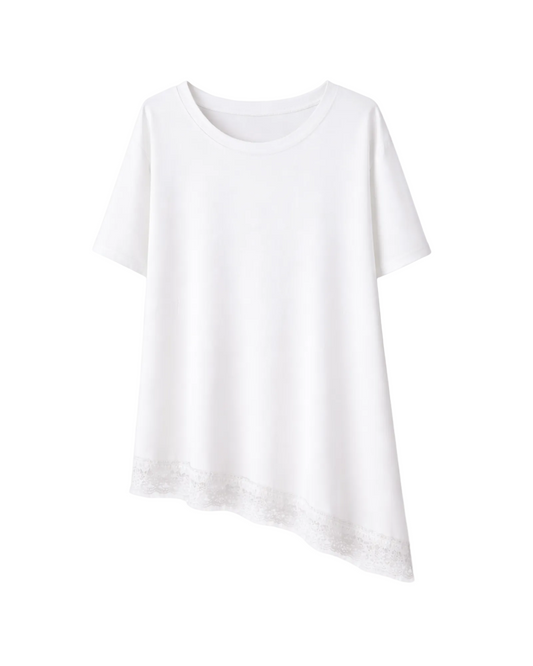 Camiseta Básica Asimétrica Puntilla