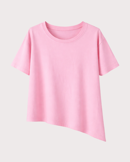 Camiseta Básica Asimétrica Manga Corta