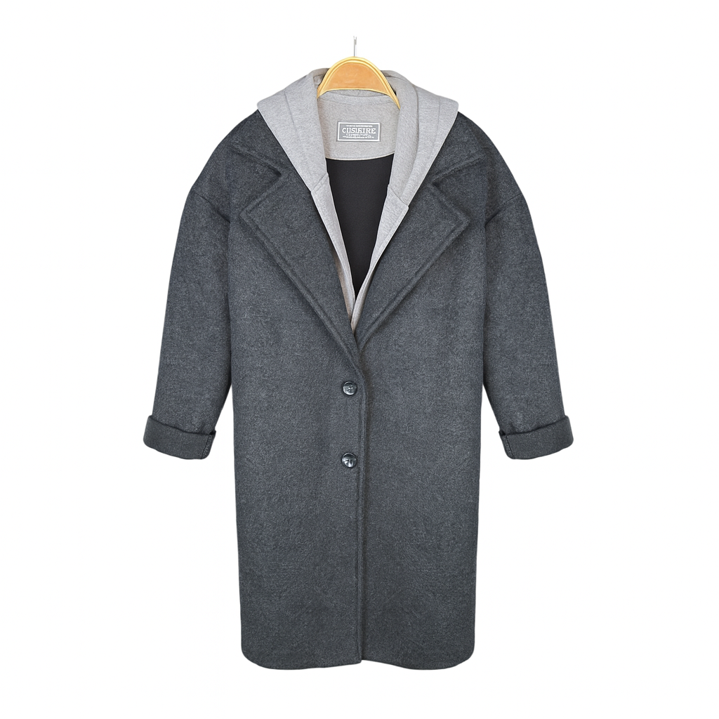 Abrigo de lana con capucha