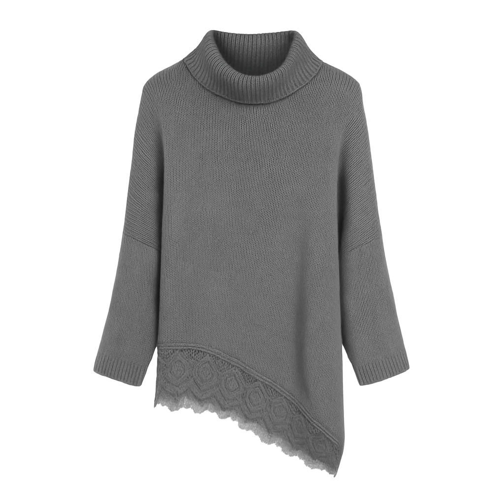 Jersey Asimétrico Encaje Cuello Alto