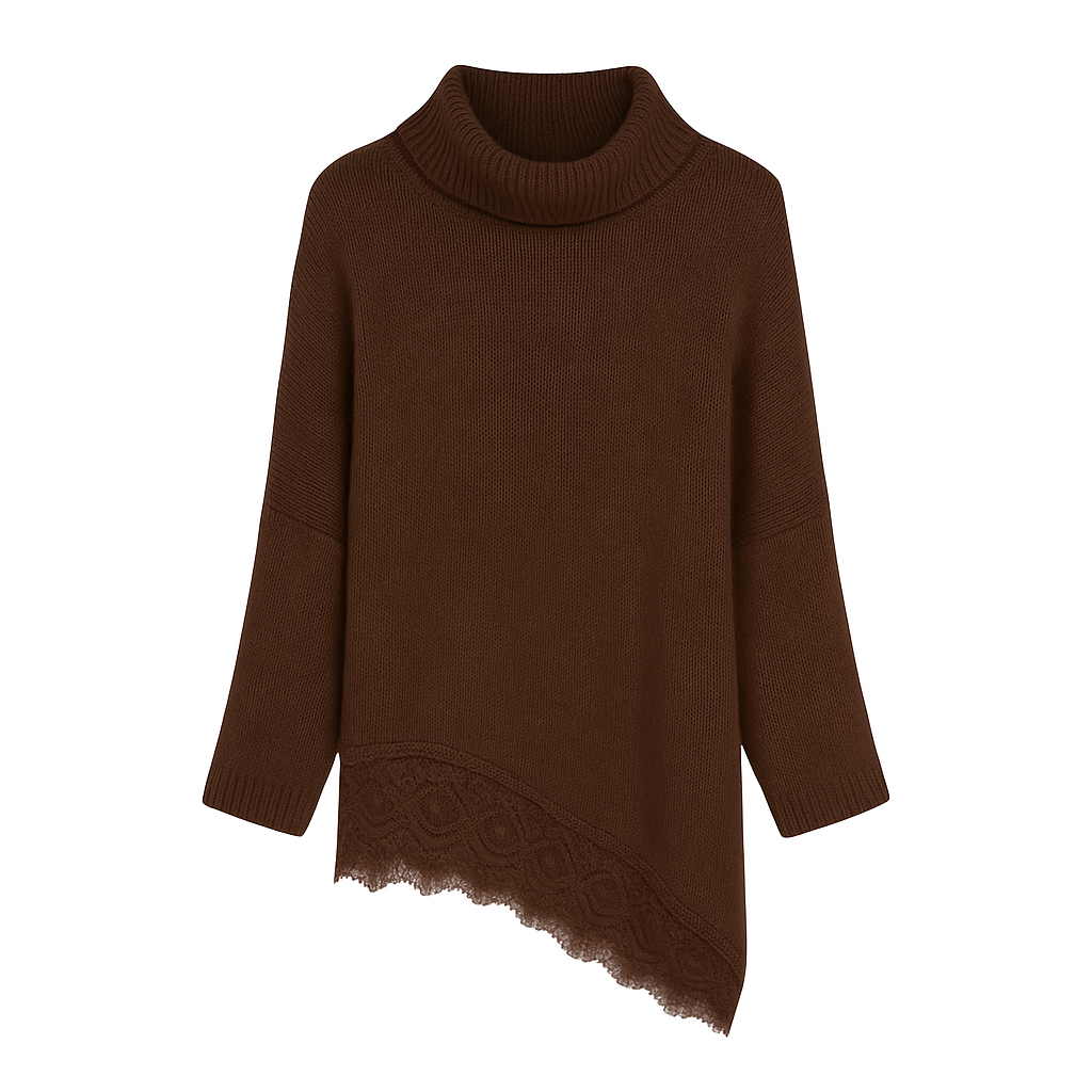 Jersey Asimétrico Encaje Cuello Alto