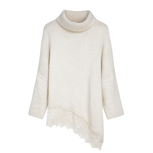 Jersey Asimétrico Encaje Cuello Alto