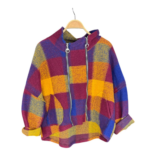 Chaqueta doble cremallera cuadros multicolor