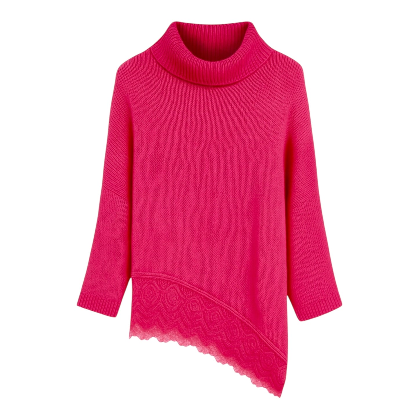 Jersey Asimétrico Encaje Cuello Alto