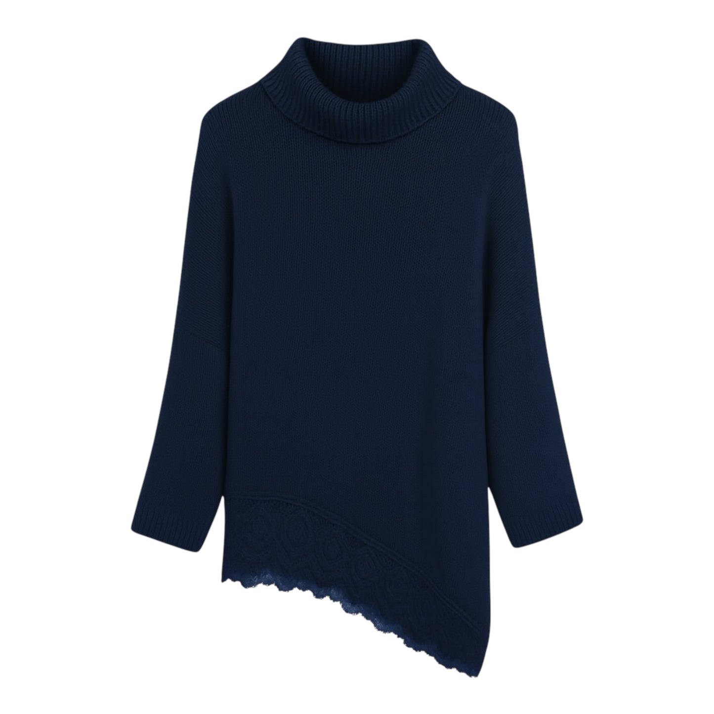 Jersey Asimétrico Encaje Cuello Alto