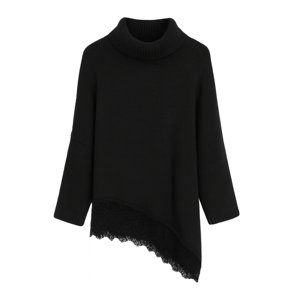 Jersey Asimétrico Encaje Cuello Alto