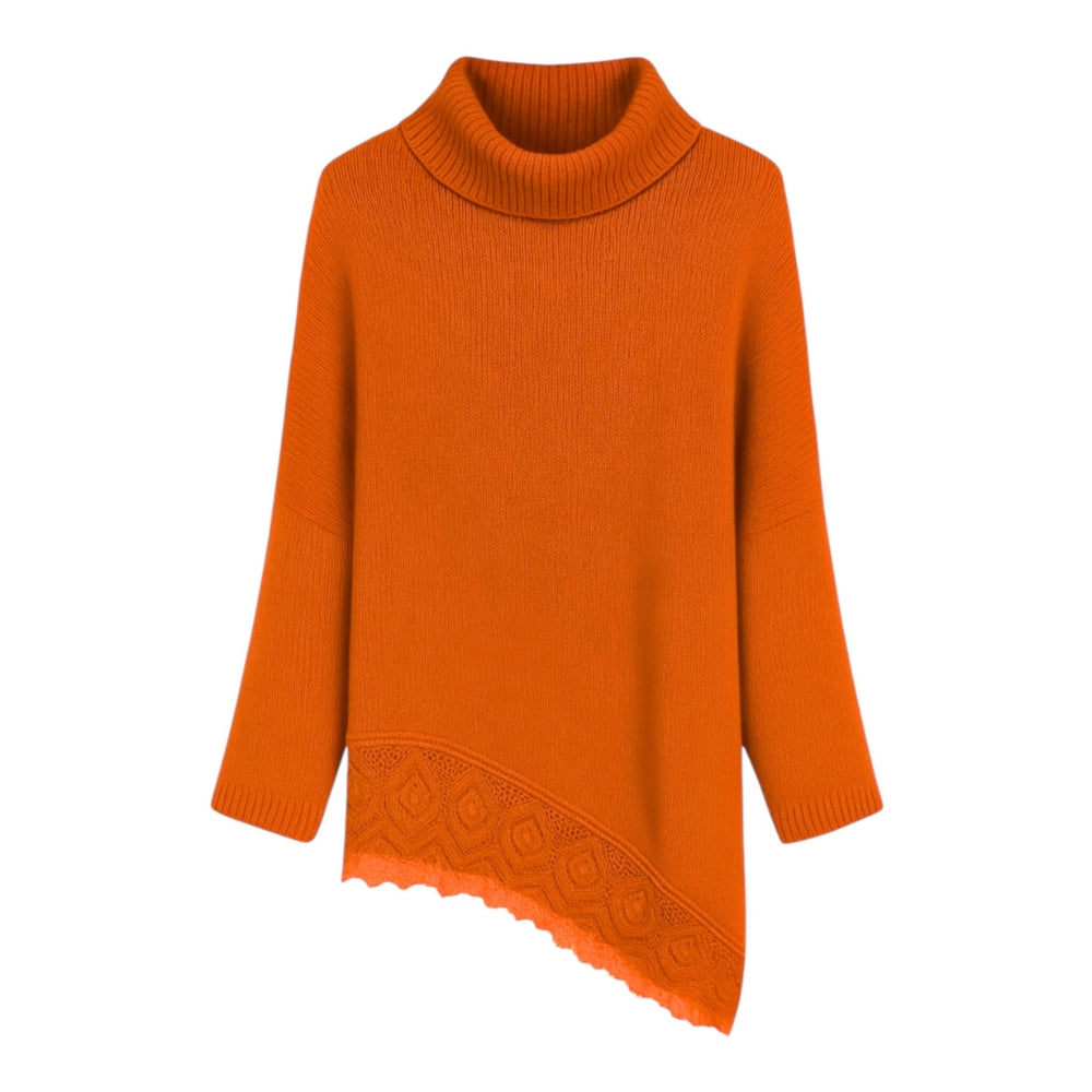 Jersey Asimétrico Encaje Cuello Alto